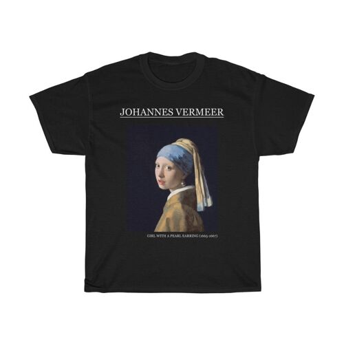 Johannes Vermeer Shirt Girl with a pearl Earring Black