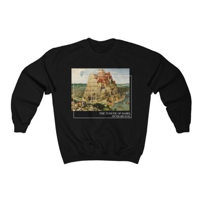 Tower of Babel Art Sweatshirt Bruegel Black Black