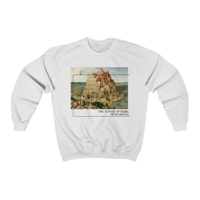 Tower of Babel Art Sweatshirt Bruegel White Black
