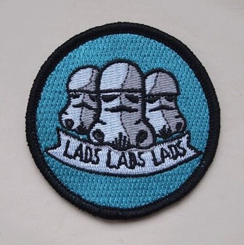 Lads lads lads - embroidered iron on badge