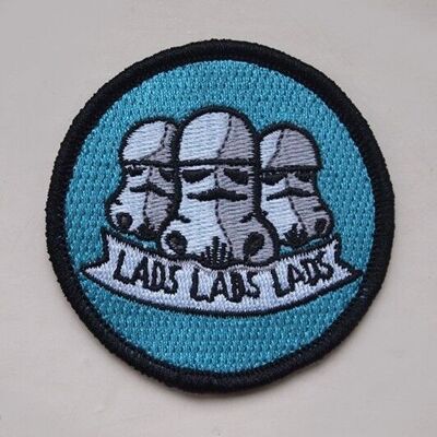 Lads lads lads - embroidered iron on badge