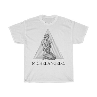 Michelangelo Shirt Unisex Geometric Vintage Art Shirt Weiß Schwarz