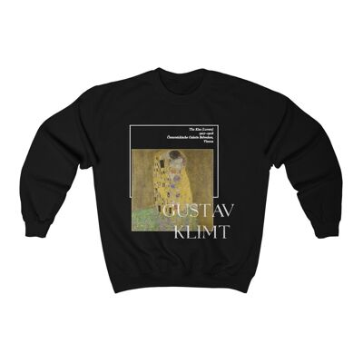 Gustav Klimt Sweatshirt Unisex Der Kuss Art Hoodie Schwarz Schwarz