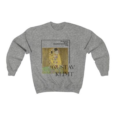 Gustav Klimt Sweat Unisexe Le baiser Art sweat à capuche Sport Gris Noir