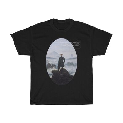 David Friedrich Shirt Wanderer sopra il Mare di Nebbia Nero Nero