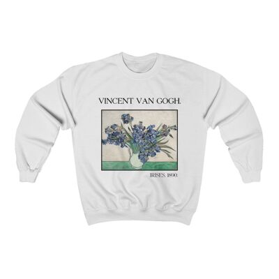Van Gogh Sweatshirt Iris Kunstliebhaber Ästhetischer Hoodie Weiß Schwarz