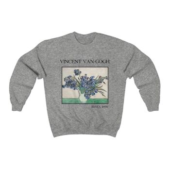 Van Gogh Sweatshirt Irises Art lover Aesthetic Hoodie Sport Gris Noir 1