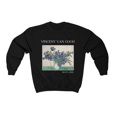 Van Gogh Sweatshirt Iris Kunstliebhaber Ästhetischer Hoodie Schwarz Schwarz