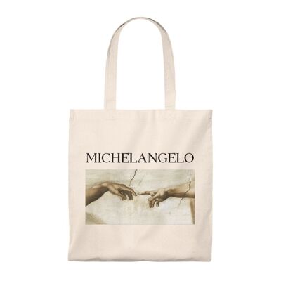 Michelangelo The creation of Adam Tote Bag   Black