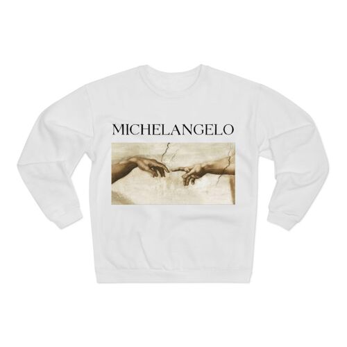 Michelangelo Sweatshirt Creation of Adam White  Black