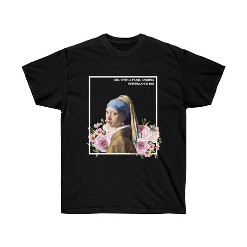 Girl with a Pearl Earring Unisex Shirt Johannes Vermeer Art Clothes   Black