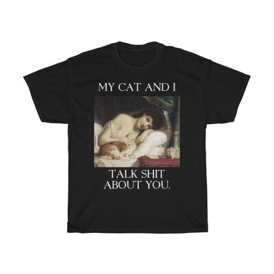 Katzenliebhaber-Kunst-Unisexhemd-lustige klassische Kunst-ästhetische Kleidung Schwarzes Schwarzes