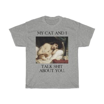 Cat Lover Art Camicia Unisex Divertente Arte Classica Abbigliamento estetico Sport Grigio Nero