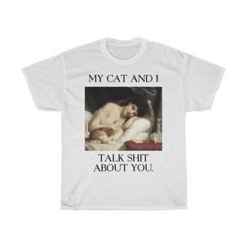 Cat Lover Art Unisex Shirt Funny Classic Art Vêtements esthétiques Blanc Noir 1