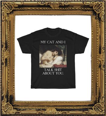 Cat Lover Art Unisex Shirt Funny Classic Art Vêtements esthétiques Blanc Noir 3