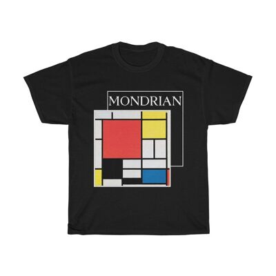 Mondrian Shirt Unisex Kunst Kleidung Schwarz Schwarz