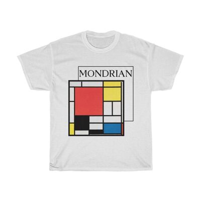 Mondrian Shirt Unisex Kunst Kleidung Weiß Schwarz