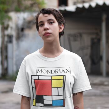 Chemise Mondrian Unisex Art Clothing Blanc Noir 2