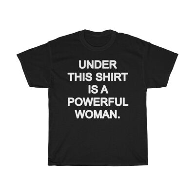 Feministisches Shirt Powerful Woman T-Shirt Schwarz Schwarz