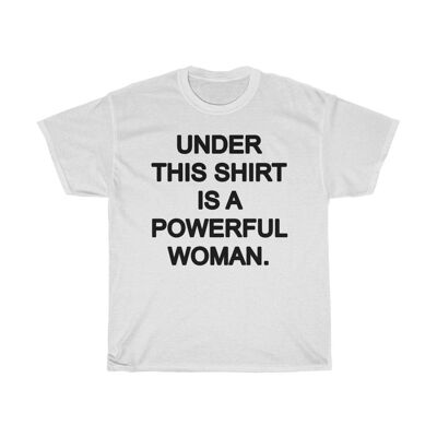 Feministisches Shirt Powerful Woman T-Shirt Weiß Schwarz