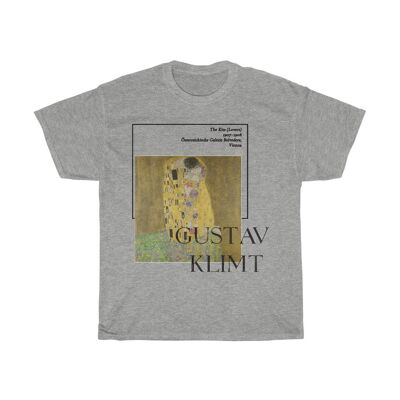 Gustav Klimt _Unisex Shirt Der Kuss Ästhetische Kunst Kleidung Sport Grau Schwarz