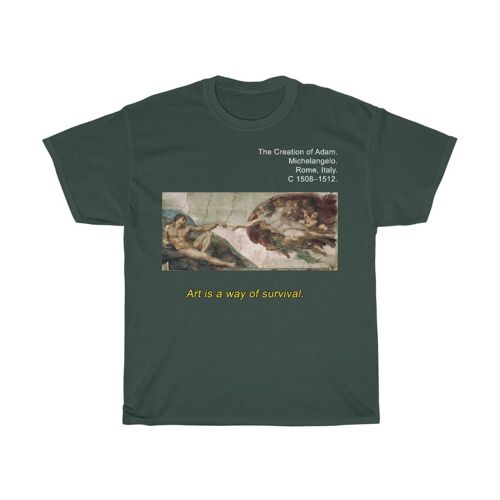 Michelangelo Shirt The Creation Of Adam Forest Green  Black