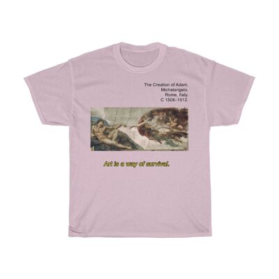 Michelangelo Shirt The Creation Of Adam Light Pink  Black