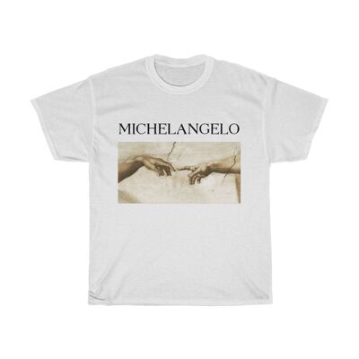 Michelangelo Shirt Die Schaffung von Adam White Black