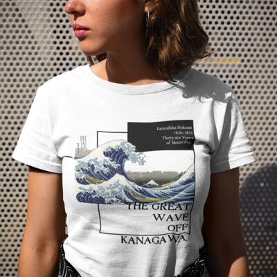 Maglietta Kanagawa Wave da donna bianca nera