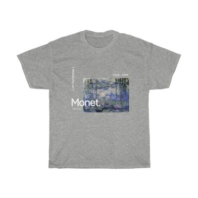 Claude Monet Hemd Wasserlilien Sport Grau Schwarz