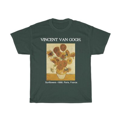 Van Gogh Shirt Unisex Ästhetische Kunst Kleidung Waldgrün Schwarz