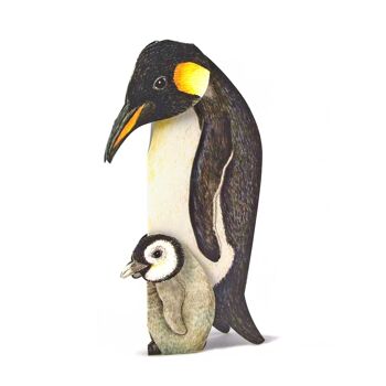 Pingouin de carte animal 3D avec poussins 2
