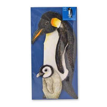 Pingouin de carte animal 3D avec poussins 3