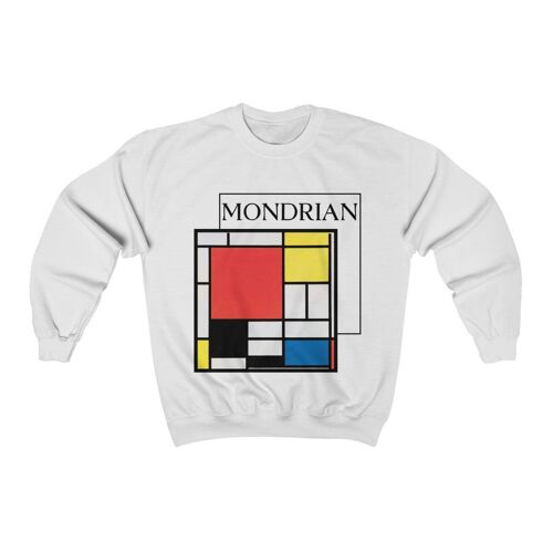 Mondrian Sweatshirt Composition White  Black