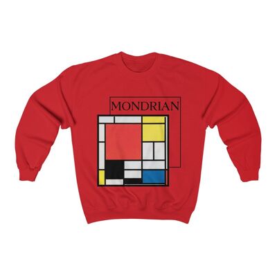 Mondrian Sweatshirt Zusammensetzung Rot Schwarz