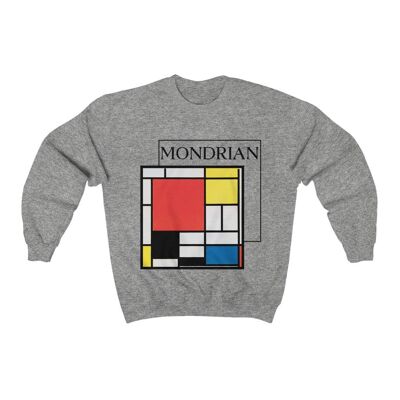Sweat Mondrian Composition Sport Gris Noir