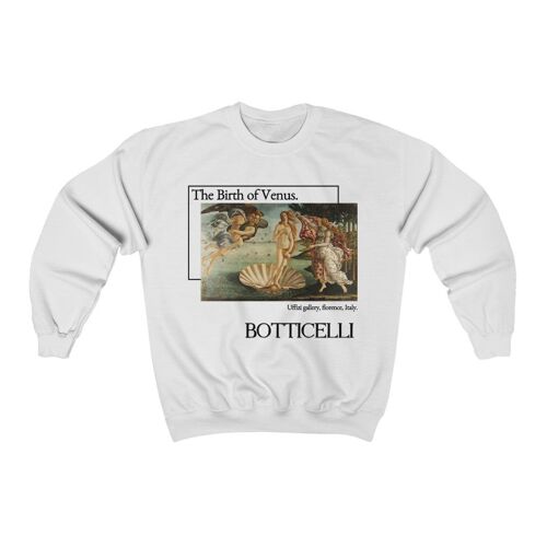 Botticelli Sweatshirt The birth of venus Unisex Sweatshirt White  Black