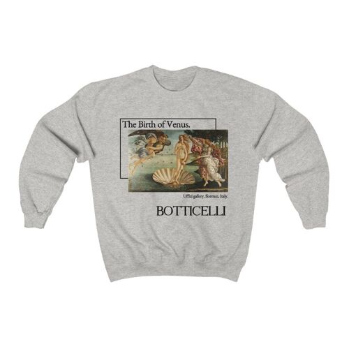 Botticelli Sweatshirt The birth of venus Unisex Sweatshirt Ash  Black