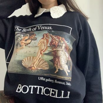 Sweat Botticelli La naissance de vénus Sweat Unisexe Marine Noir 2
