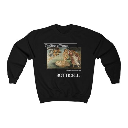 Botticelli Sweatshirt The birth of venus Unisex Sweatshirt Black  Black