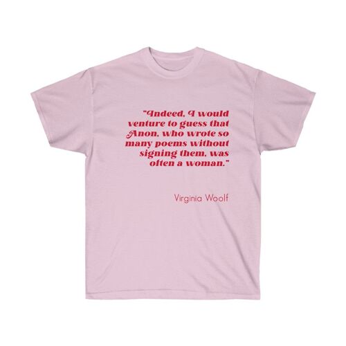 Virginia Woolf Shirt Literary Feminist Gift Clothing Light Pink  Black