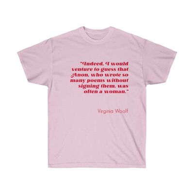 Virginia Woolf Camicia Letteraria Femminista Regalo Abbigliamento Rosa Chiaro Nero