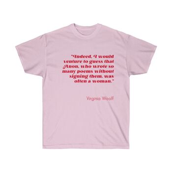 Virginia Woolf chemise littéraire féministe cadeau vêtements rose clair noir 1