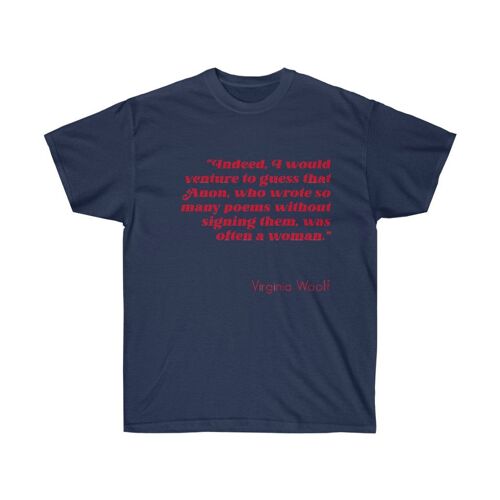 Virginia Woolf Shirt Literary Feminist Gift Clothing Navy  Black