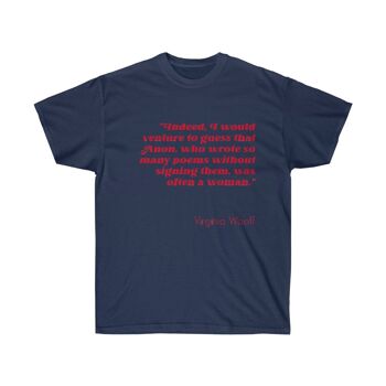 Virginia Woolf chemise littéraire féministe cadeau vêtements bleu marine noir 1