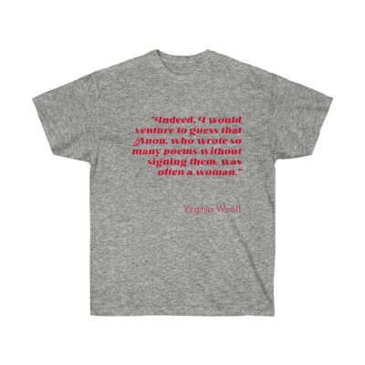 Virginia Woolf Shirt Literary Feminist Gift Clothing Sport Grey  Black