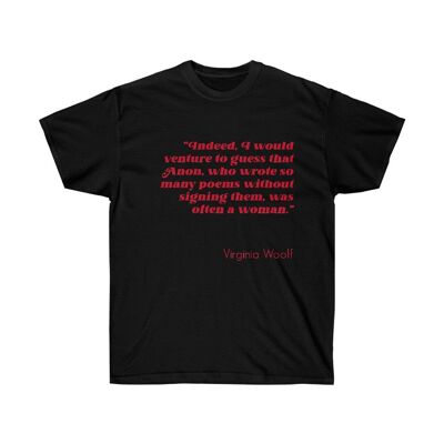 Virginia Woolf Camicia Letteraria Femminista Regalo Abbigliamento Nero Nero