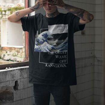 The Great Wave Off Kanagawa Shirt Aesthetic Art Unisex Tee Noir Noir 2