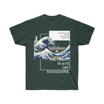 The Great Wave Off Kanagawa Shirt Aesthetic Art Unisex Tee Forest Green Black 1