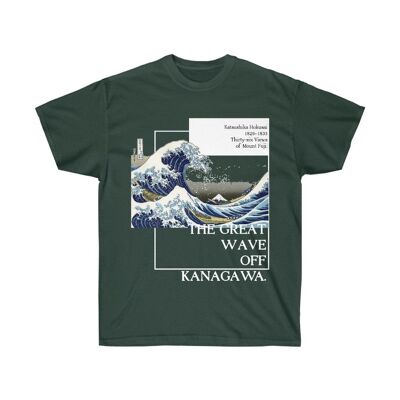 The Great Wave Off Kanagawa Shirt Aesthetic Art Unisex Tee Forest Green  Black